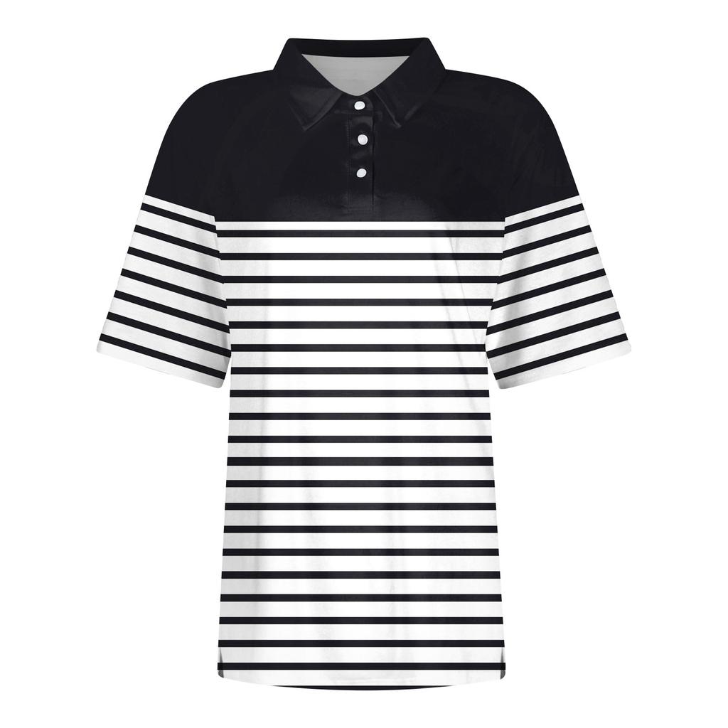 Women's Fashion Casual Lapel Short Sleeve Printed Shirt Women's Button Up Tops