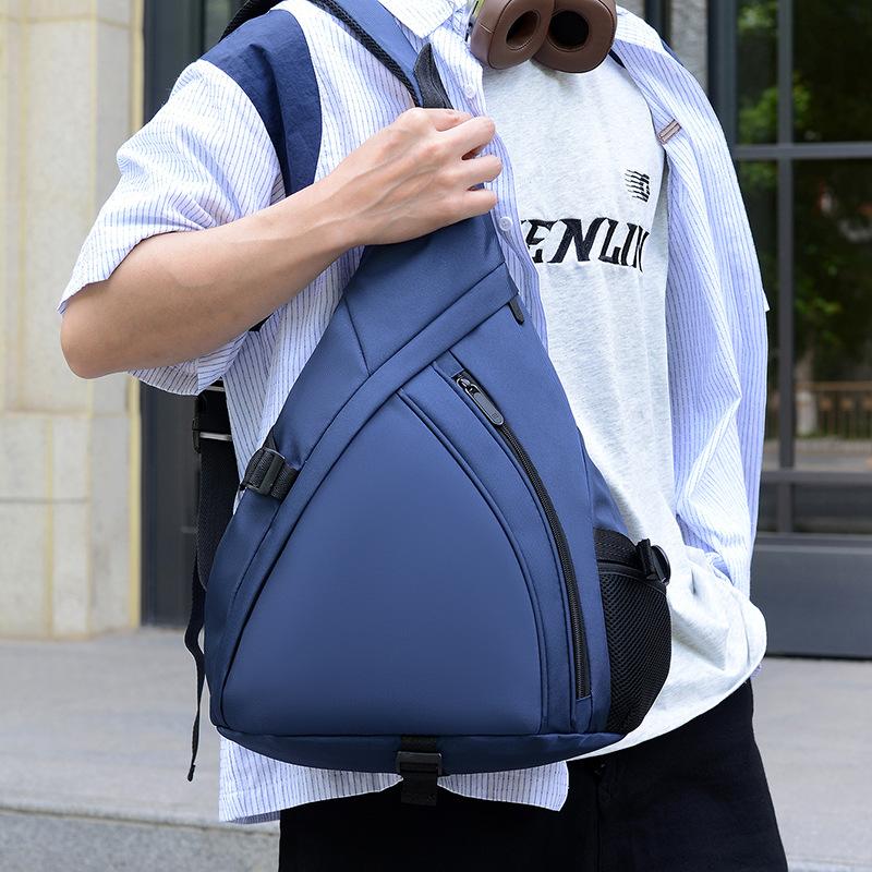 Casual Fashion New Breast Bag Simple Solid Color Large Capacity Cycling Backpack Outdoor Work Commuting Travel Messenger Men's Bag