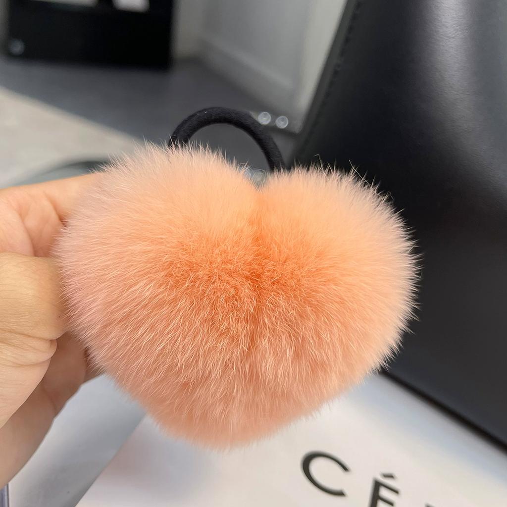 Korean cute Rex rabbit hair band ponytail headrope Internet celebrity high sense hair rope plush love headgear autumn and winter women
