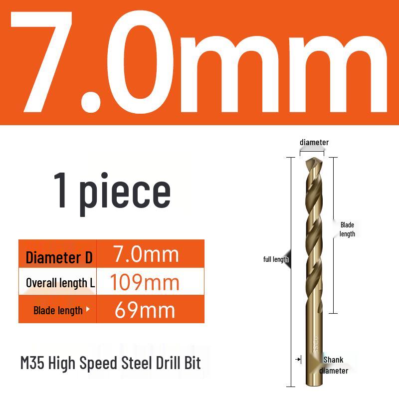 M35 Cobalt Twist Drill Bits Set for Stainless Steel, High Hardness, Straight Shank, Hand & Electric Drills