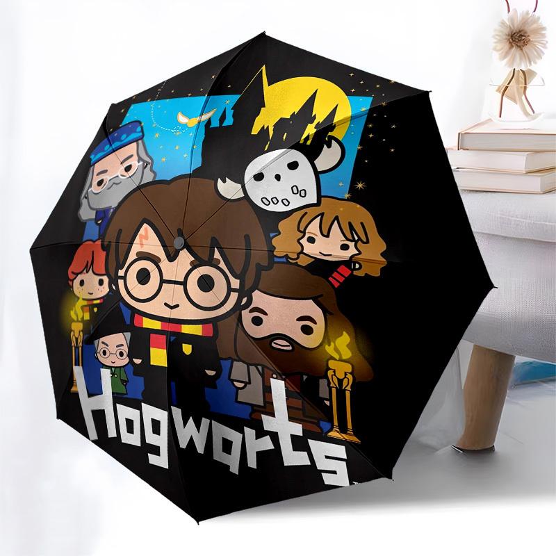 1pc Hogwarts Chibi Characters Umbrella with Plastic Handle,Cartoon Pattern,Suitable for All Seasons Multi-functional Umbrella357
