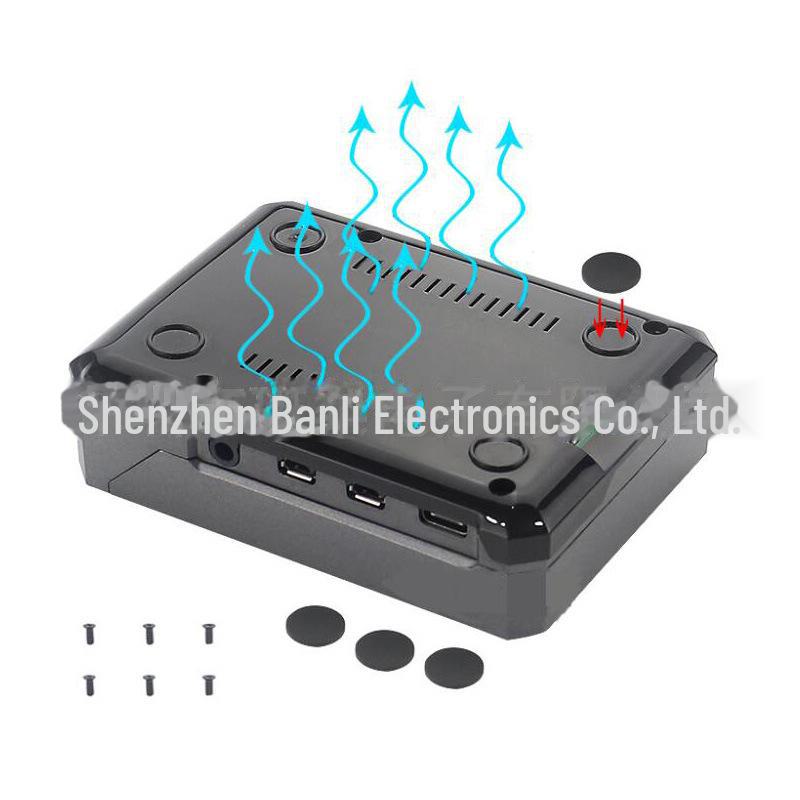 Raspberry Pi 4B Dunkelgraues Schutzgehäuse aus Aluminiumlegierung mit magnetischem Schiebedeckel