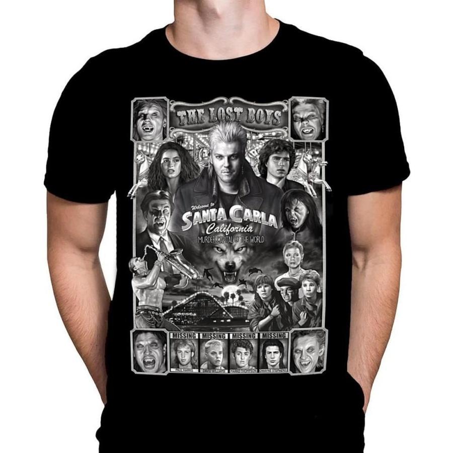

Wild Star Hearts Santa Carla Lost Boys Mens T-Shirt Gothic Horror Print, Black Cotton T-Shirt, Movie Poster Tee XXXXXL чорний