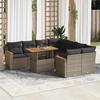 VidaXL Garden Lounge Set with Cushions 9 Pcs Grey Braided Resin Acacia 3327469