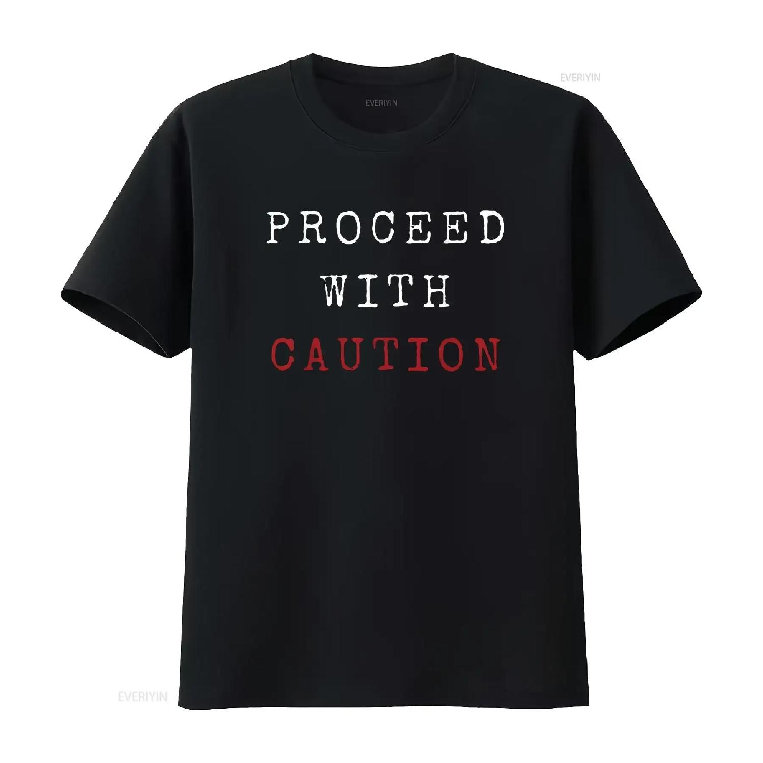 

Womens Best Funny Proceed With Caution White Red Tex T Shirt Black 2XL vintage Washed Comfortable Unisex Versatile Stretched S чёрный