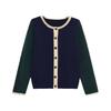 European and American Style, New Women's Clothing, Foreign Style, Contrasting Color Round Neck Long-sleeved Knitted Jacket 5536195