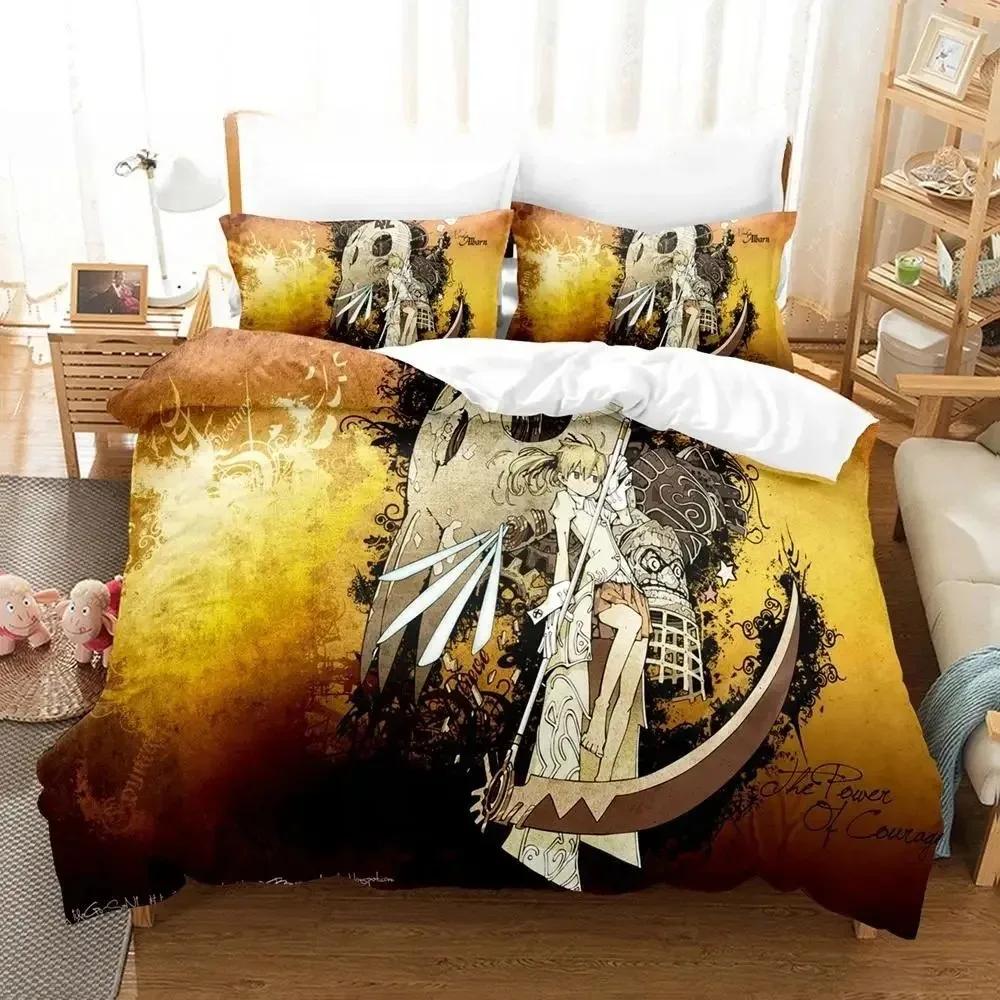 Ny 3D Tecknad Soul Eater Sängklädesset Enkelt Twin Full Queen King Size Sängset Vuxen Barn Sovrum Påslakanset Hemtextilier
