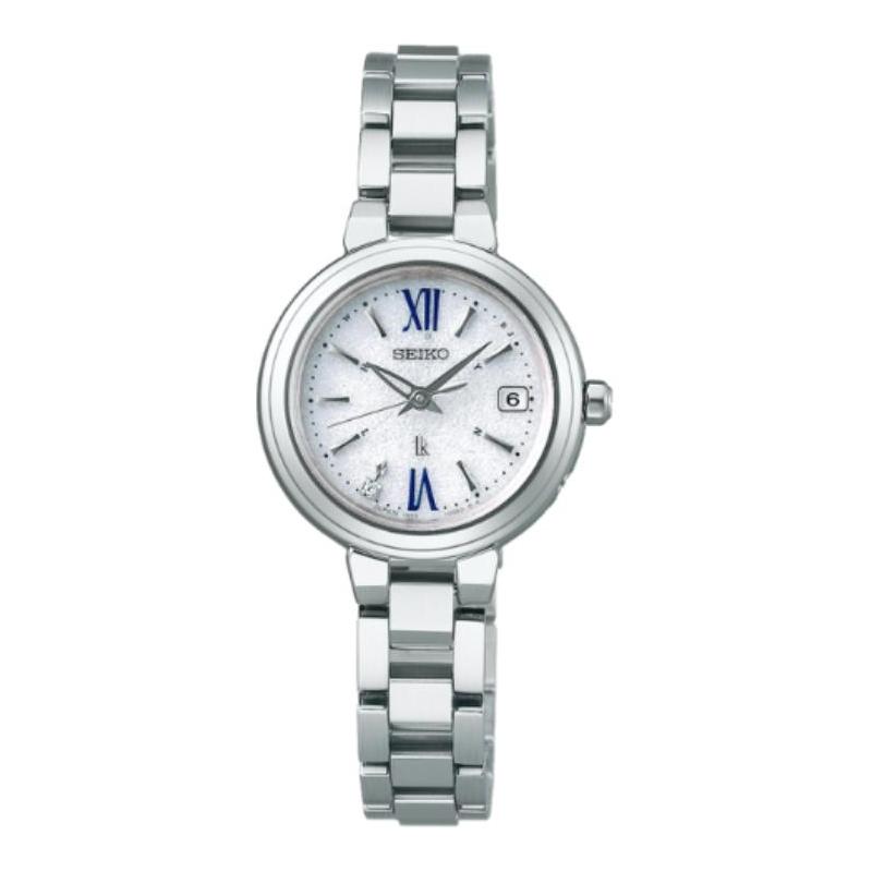 SEIKO Lukia Series 25.5mm Solar Quartz Steel Strap Women s Watch White Dial SSVW233 синий