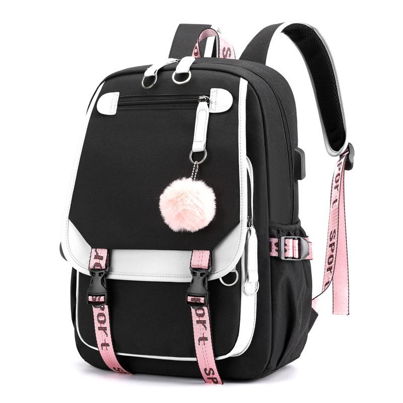 

School Backpacks for Teenager Girls Bagpack College Students School Bags Harajuku Fashion Travel Rucksack Black Pink Backpack