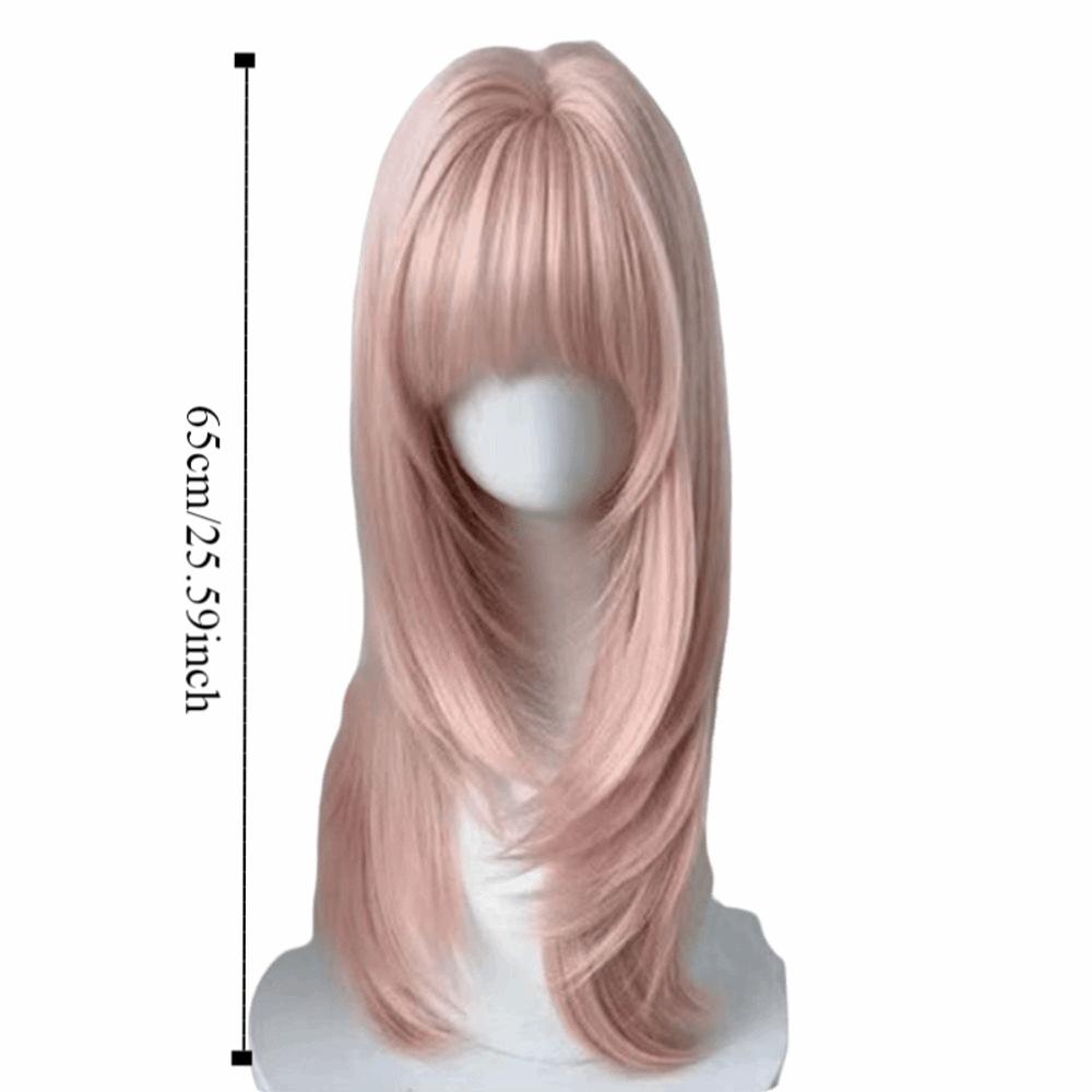 Harajuku Long Straight Synthetic Hair Lolita Halloween Cosplay Wig with Bangs for Women