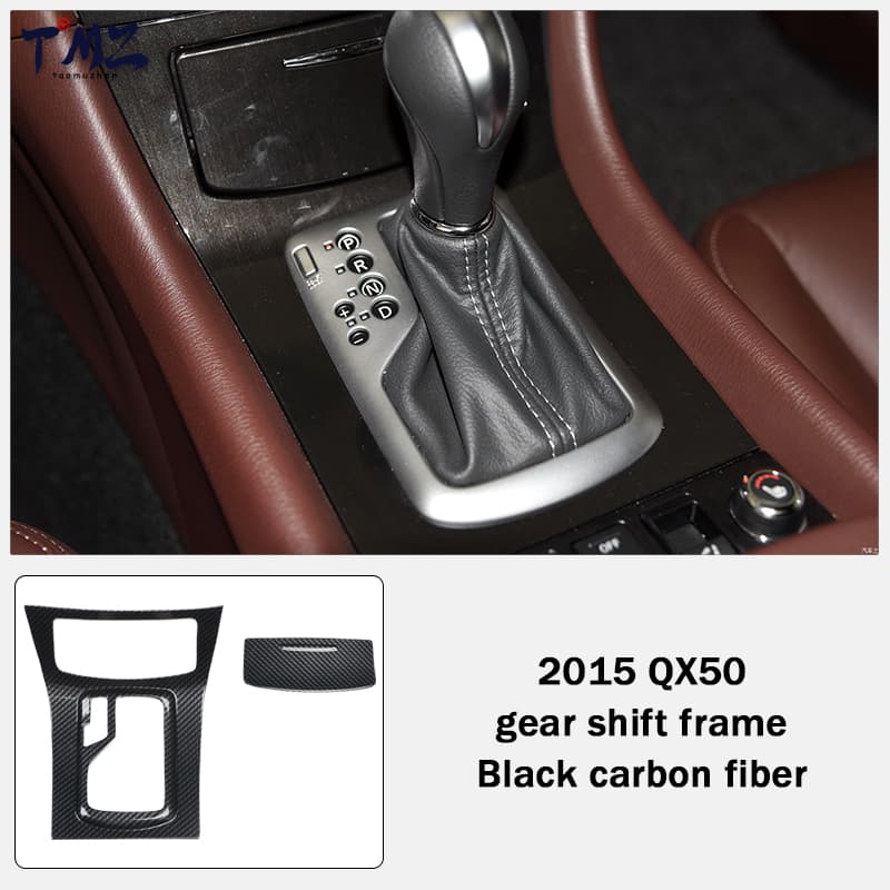 Center Console Panel Black Carbon Fiber Cover Trim Direct Fit Interior Decor Accessories for Infiniti QX50,2015 Left Hand Drive