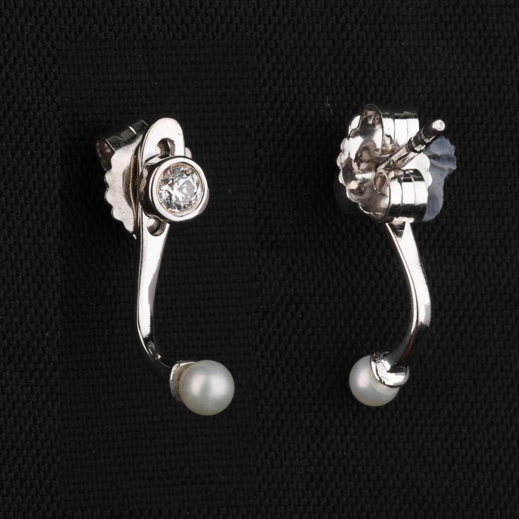 Pearl & Cubic Zirconia Earrings 925 Sterling Silver Jewelry Gift