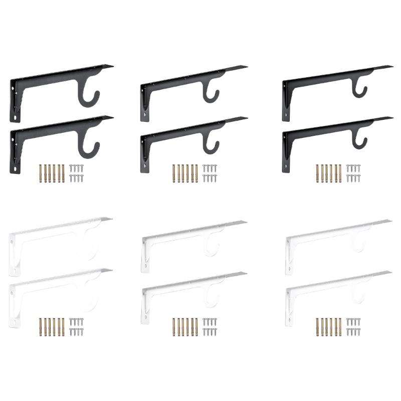 Pack Of 2 Heavy Duty Wall Mounted Hook Brackets with Double Hook Easy to Use for Closet Organization & Space Saving