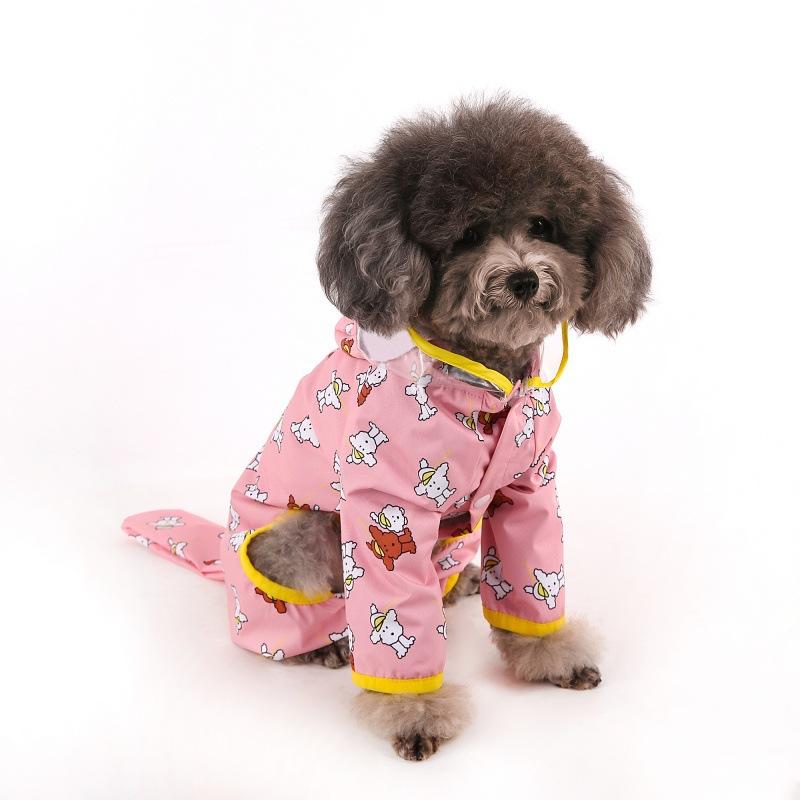 Traction dog raincoat contrasting color matte hemming transparent teddy small and medium dog pet raincoat