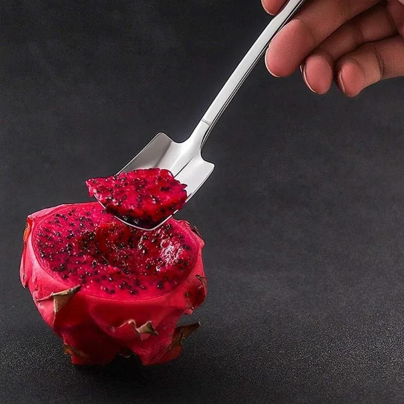 30/2Pcs Stainless Steel Coffee Spoon Creative Fruit Ice Cream Dessert Shovel Spoons Teaspoons Tableware Sets Kitchen Accessories