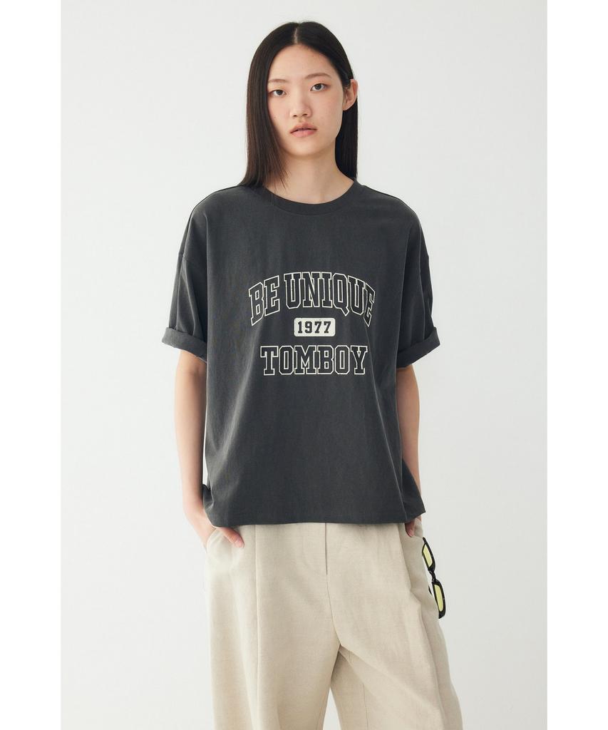 STUDIO TOMBOY Vintage Lettering Graphic Short Sleeve T-Shirt_Dark Gray 9176222990