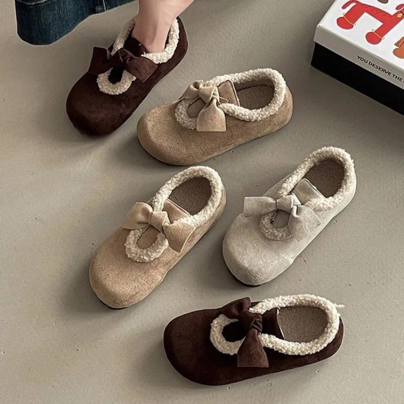 Fashion bow simple women's winter new outer wear warm plush shoes cotton shoes
