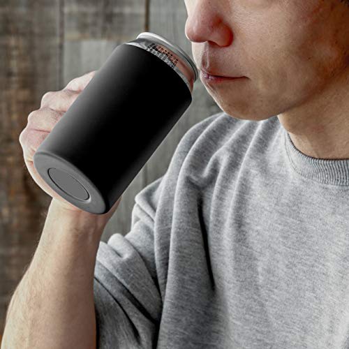 Pearl Metal Vacuum Insulated Beer Mug, 360ml, Keeps Hot and Cold, Fits Whole Cans, Stainless Steel, Black, BLKP, AZ-5142