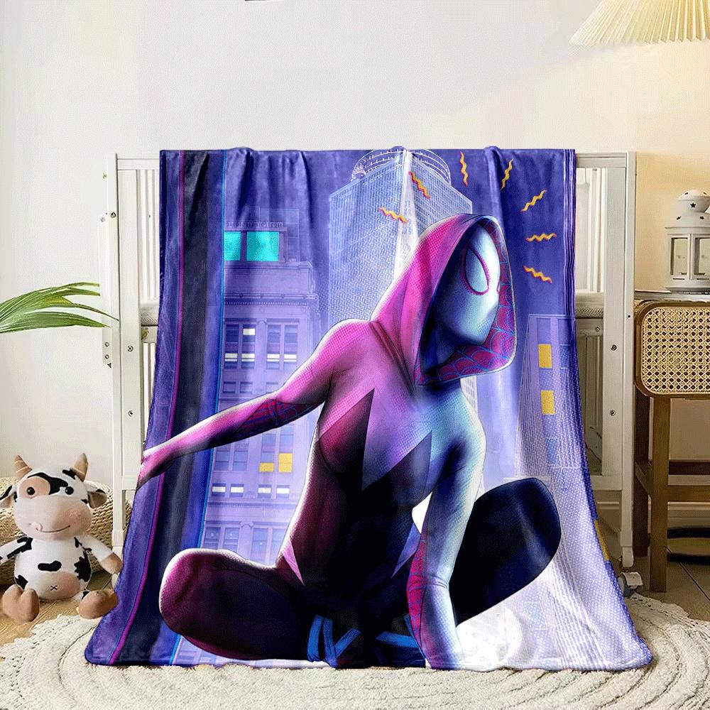 A character in a white and pink suit poses with a cityscape background. for all seasons blanket lunch break throw gift 80cm x 120cm