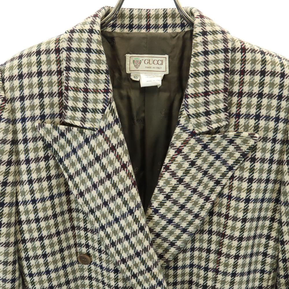 GUCCI 80s 90s Made in Italy Wool Blend Old Check Pattern Jacket Women Used