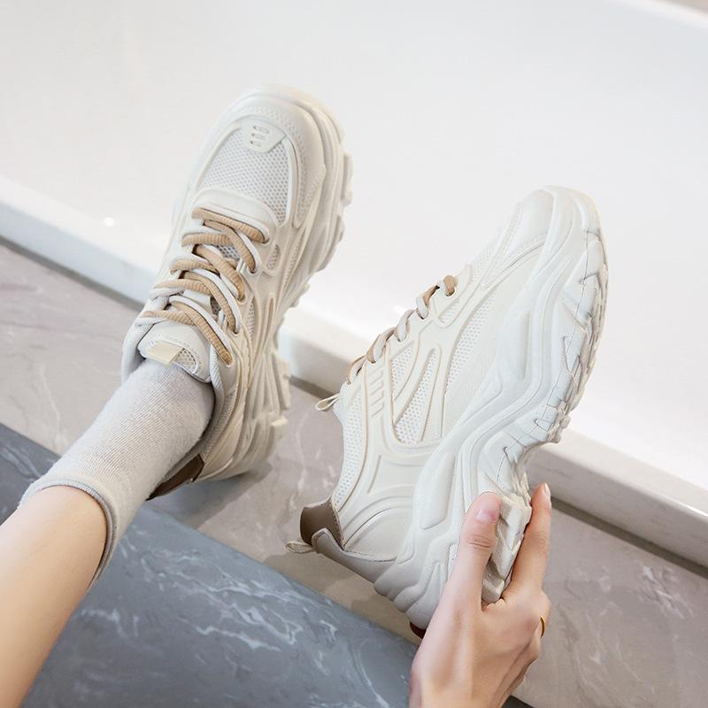 Mesh dad shoes women's new autumn breathable ins tide Korean version versatile sports and leisure thick-soled heightening running shoes