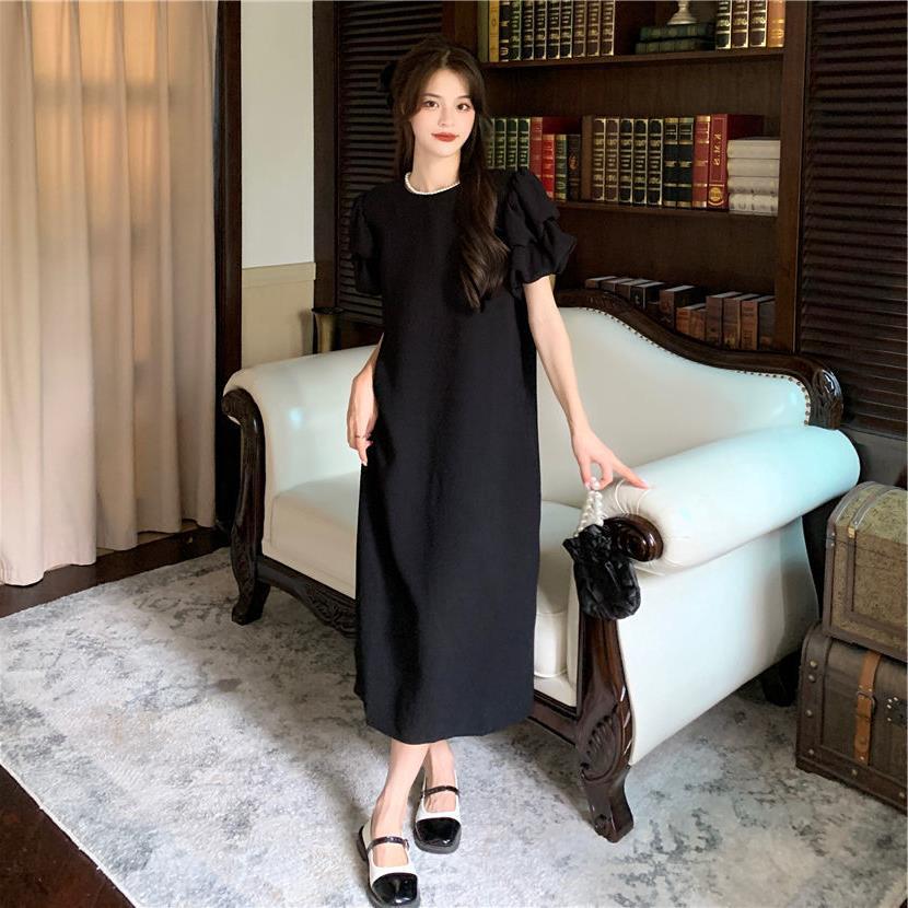 Summer 2024 Puff Sleeve Plus Size Long Dress – Trendy Slimming Design for Women