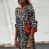 2024 Autumn European & American Women's Slim V-Neck Printed Dress