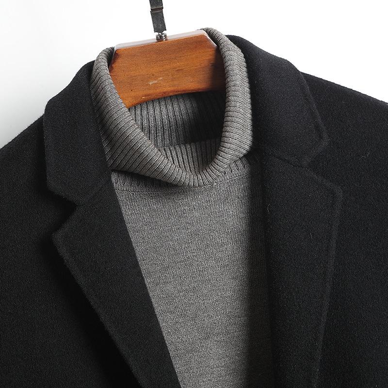 Suit Double-sided Woolen Coat Pure Wool Cashmere Coat Mid-autumn Long Woolen Coat for Men