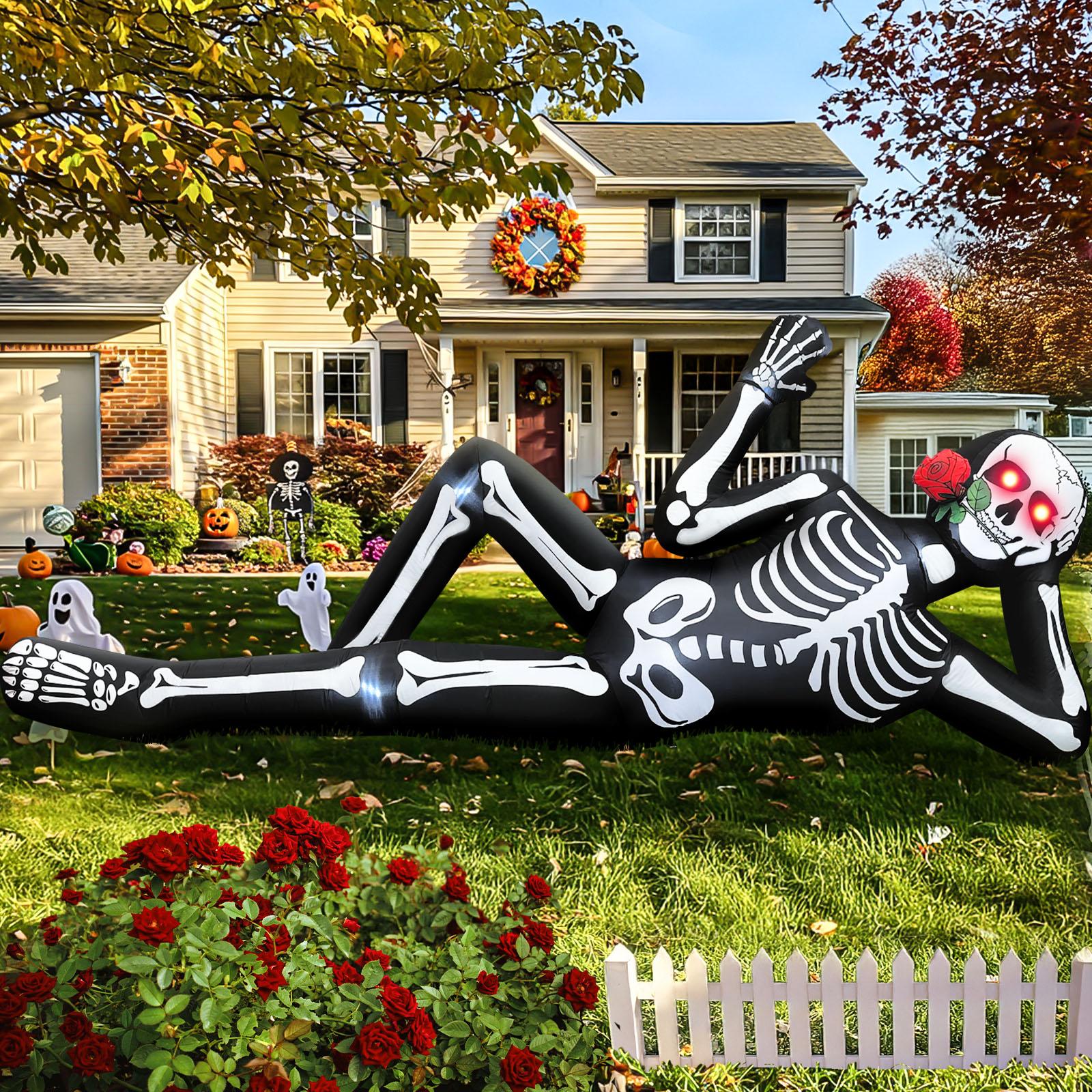 Giant Inflatable Halloween Skeleton with Red