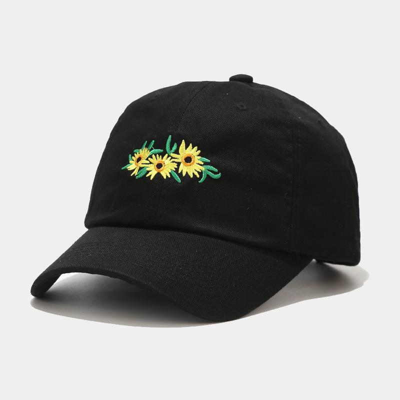 New hat female sweet flower embroidered cap go out to play versatile couple trend curved brim hat