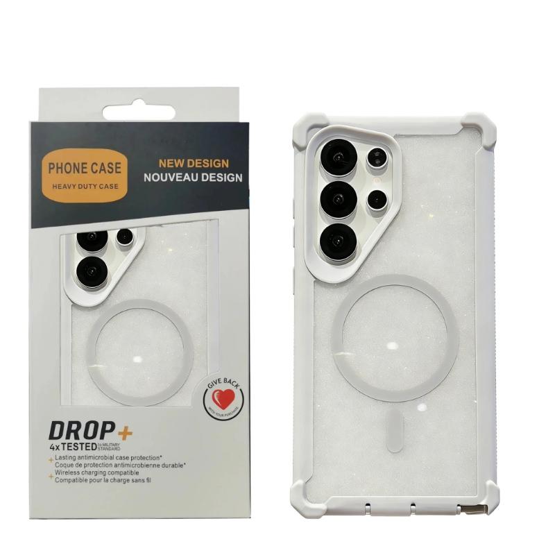 Gradient Laser Armor Airbag Anti-fall for MagSafe Case for Samsung S26 Ultra S25 S24 Plus Wireless Charge Ott-Box Clear Cover