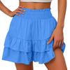 Womens Summer High Waist Ruffle Skirt Cute Flowy  Skirt Casual Comfy Elastic Shorts Wrap Beach Shorts