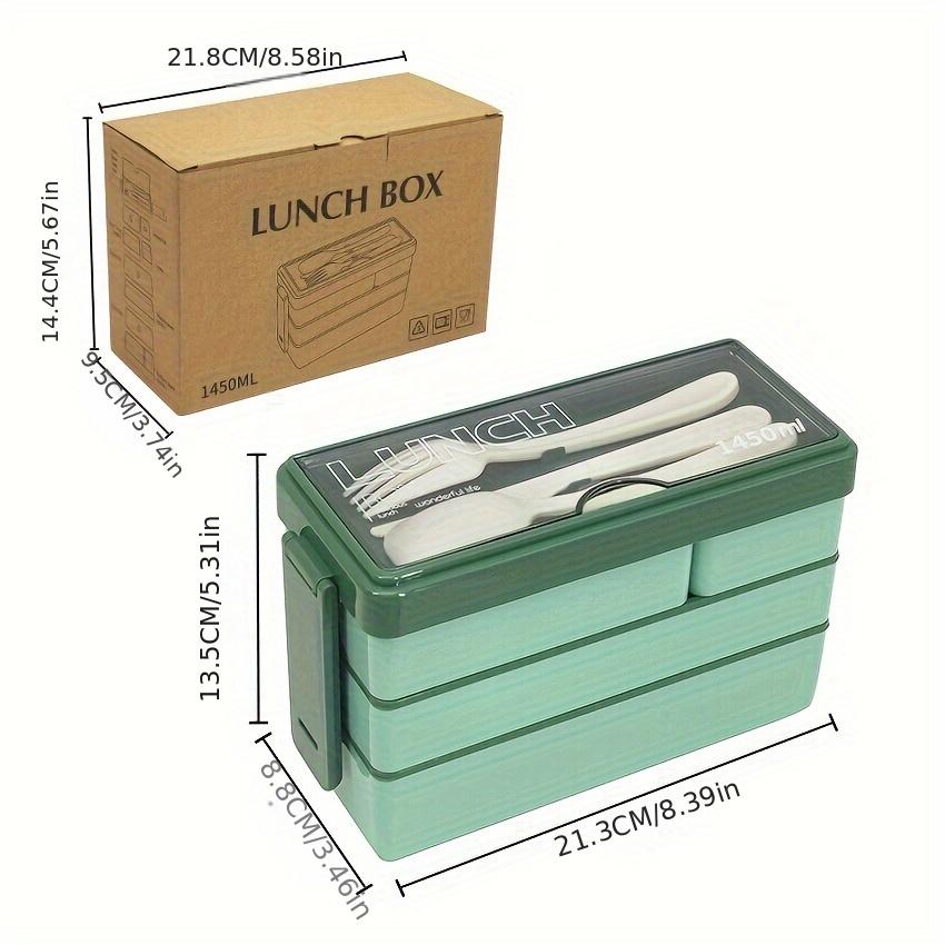1450ML Bento Lunch Box Large Capacity Multi Layer Food Storage With Cutlery Stackable Leak-Proof Lunch Container Kitchen Supplie