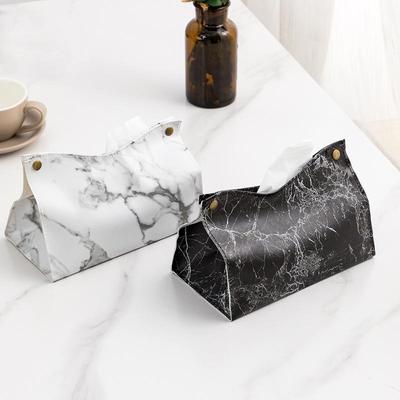 Creative Nordic Marble Coffee Table Tissue Box with Storage