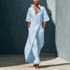 Summer New Style Casual V-neck Short-sleeved Belt-wrapped Fitted Slimming Figure-enhancing Blouse Dress