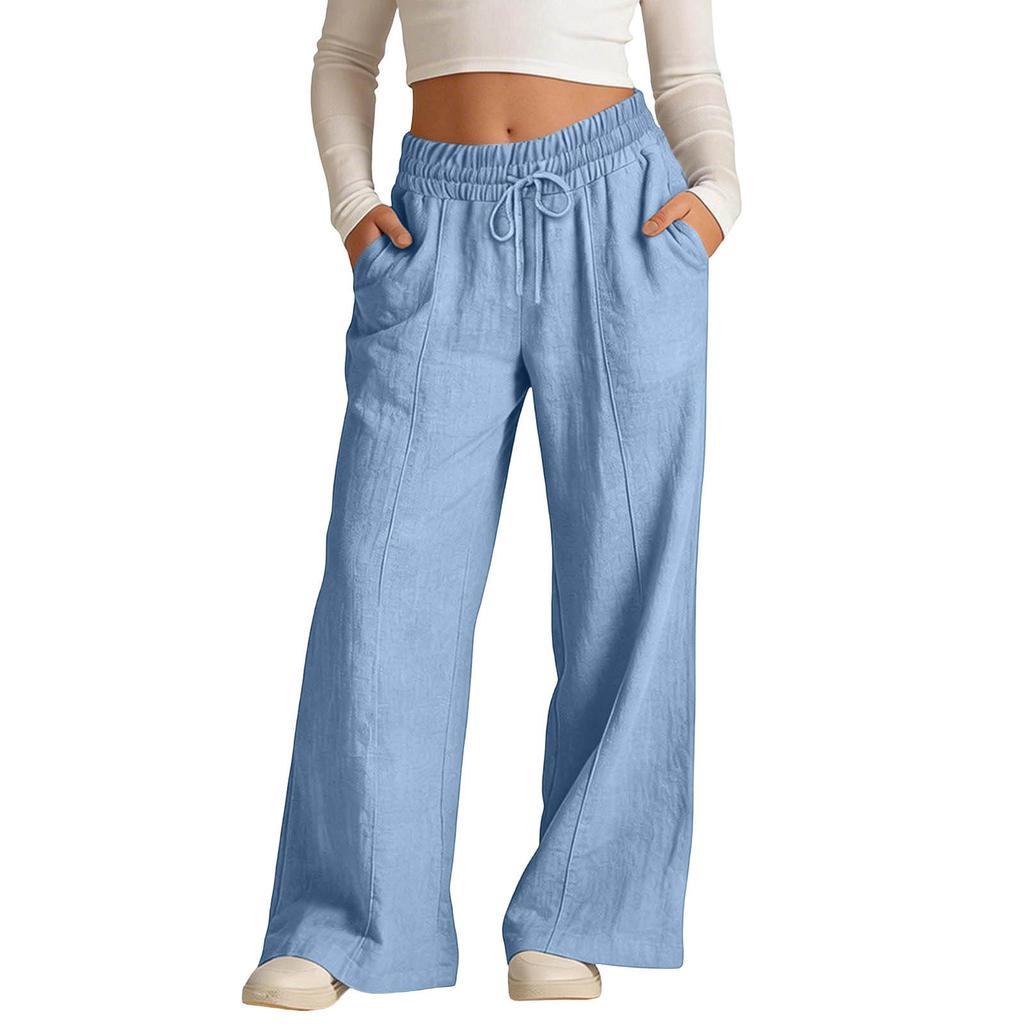 Loose Fit Wide Leg Casual Pants for Kids Adjustable Waistband Drawstring Closure Lightweight Fabric Unisex Design Suitable for Everyday Wear