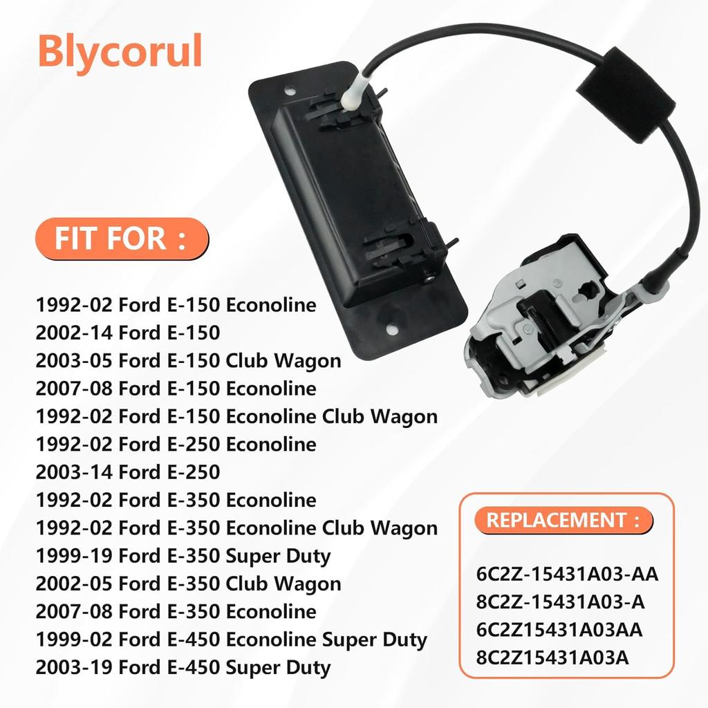 Left Driver Side Rear Cargo Door Latch With Handle For 1992- Ford E150 E250 E350 E450 Econoline Club Wagon Super Duty | Replaces 8C2Z-15431A03-A