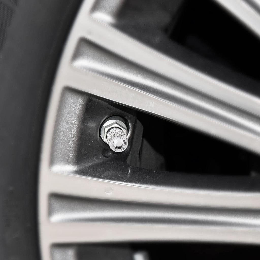 Bling Tire Valve Caps, 4 Pack Handmade Crystal Rhinestone Tire Caps Universal Bling Car Accessories for Women Dustproof Bling Valve Stem Caps Cover