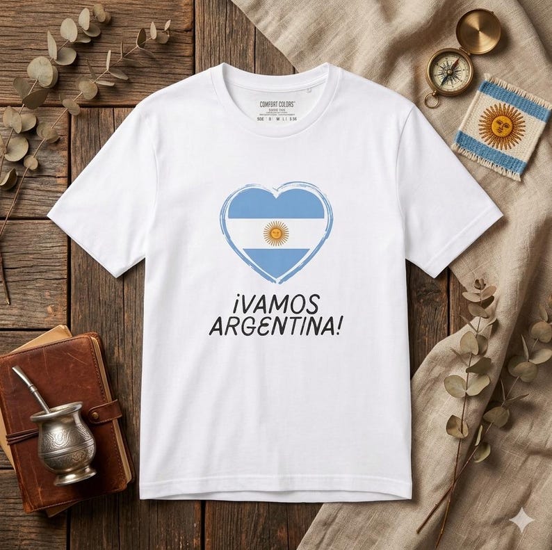 Argentina Football Heart T-Shirt | World Champions Soccer Fan Apparel XL
