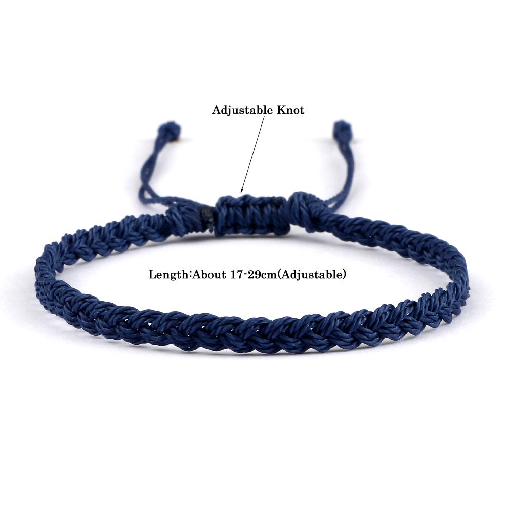 Braccialetto Regolabile Impermeabile in Corda Cerata per Donna Uomo Intrecciato a Mano Braccialetto Buddista Tibetano Gioielli di Amicizia Portafortuna Preghiera