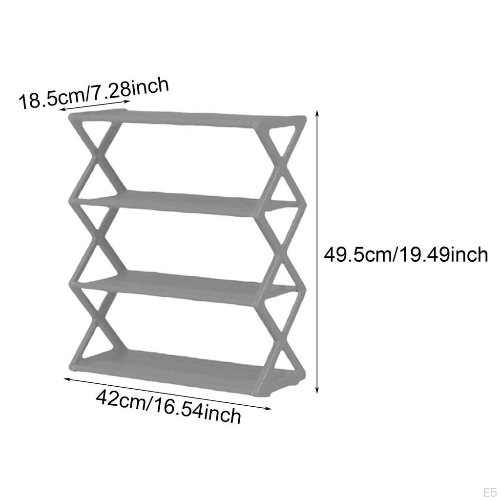 Shoe Rack Organizer 4 Layer 16.5x7.3x19.5inch Easily Install Ventilated Shelf