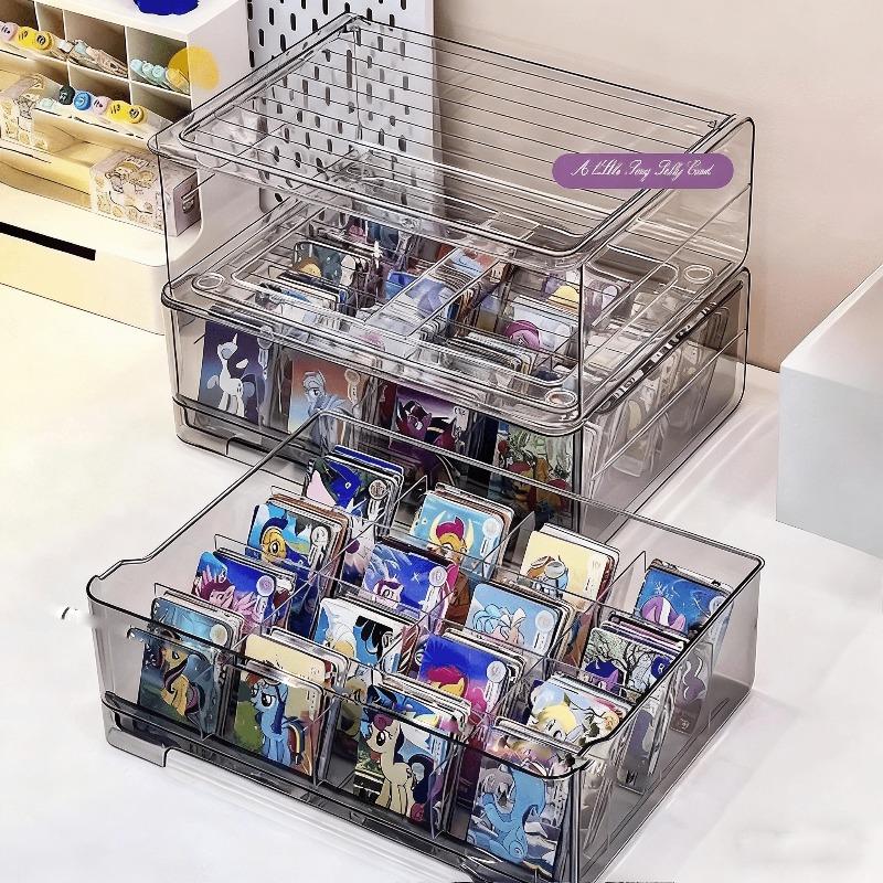 Transparent Plastic Card Storage Box with Lid Multifunctional Tool Watch Makeup Jewelry Storage Box Desktop Organizer Gift