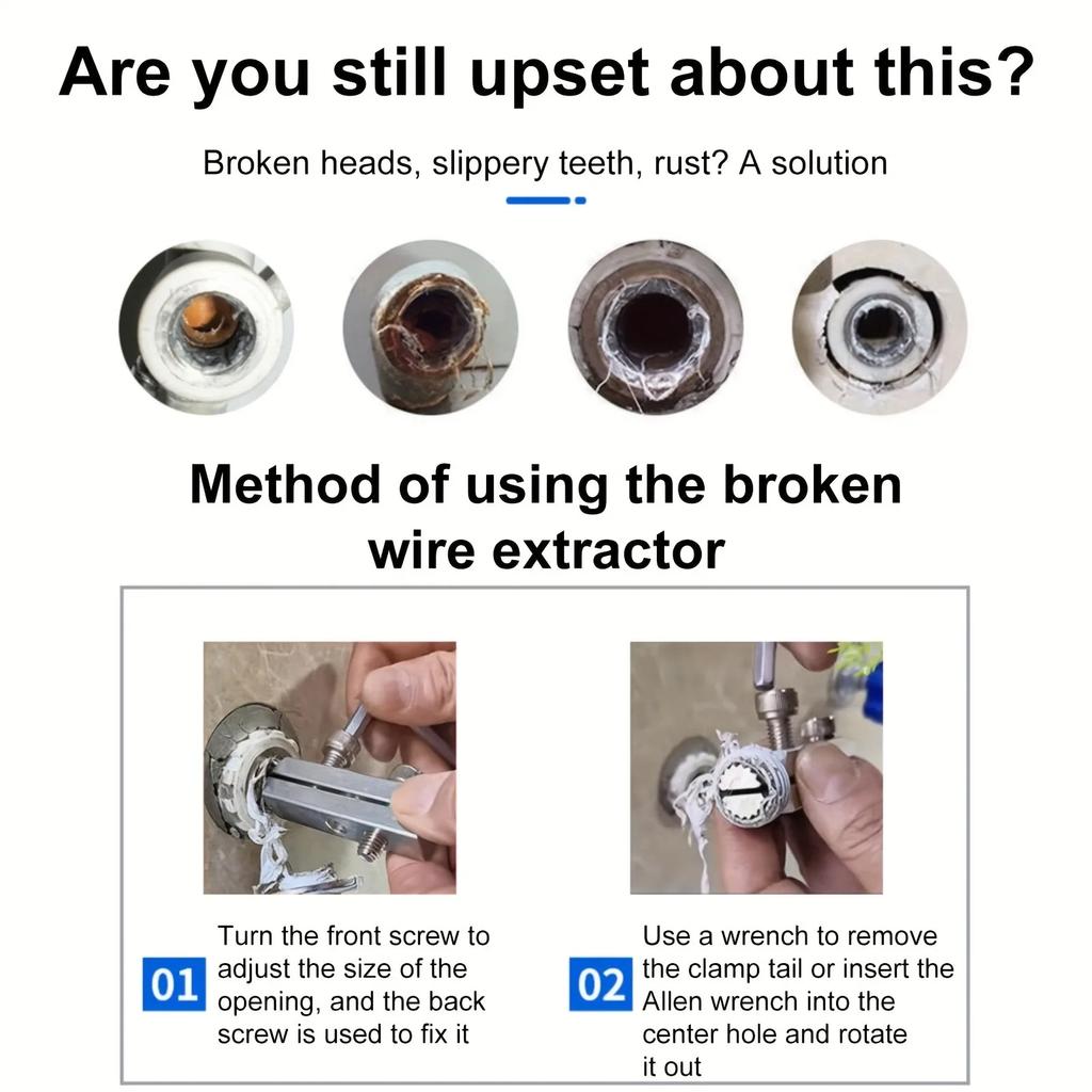 Bathroom Tools Broken Wire Extractor Threading Tools Tap and Screw Remover Water-Tap Angle Valve Repair for 4/6 Points
