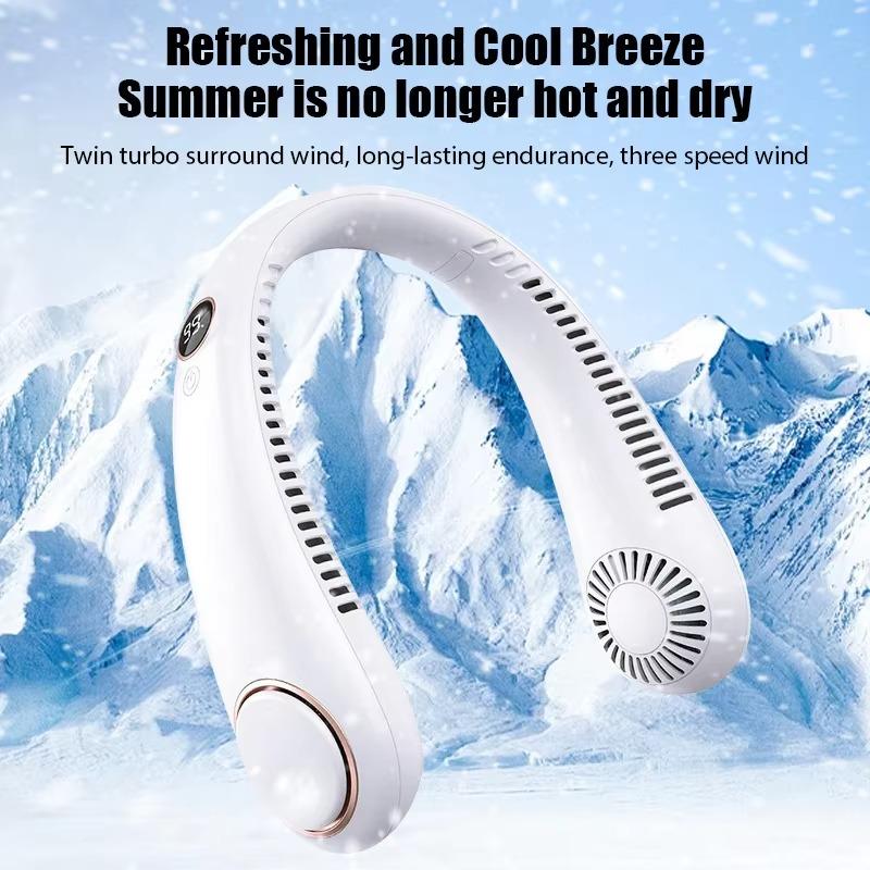 1200mah Mini Neck Fan Portable No Bladeless Hanging Neck Rechargeable Air Cooler 3 Speed Mini Summer Outdoor Sport Fan