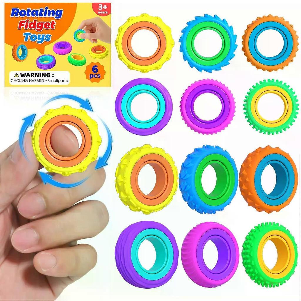 Fidget Toys Spinner Ring for Kids: 18pcs Textured Finger Spinner - Bulk Fidgets for Student Classroom - Quiet Sensory Toys for Autism Stress Relief