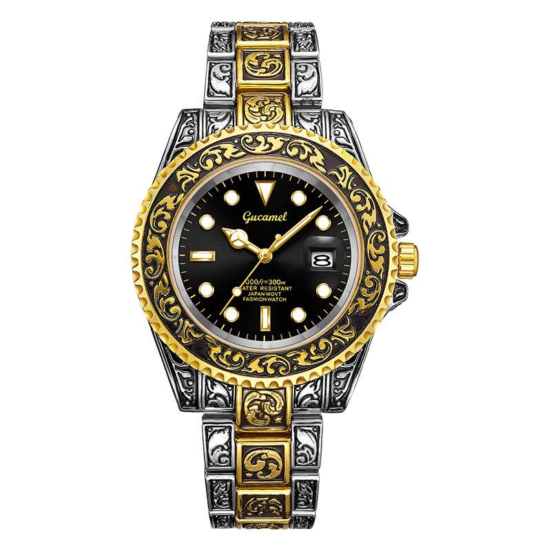 

New Top Brand Men s Watch Vintage Carved Quartz Watch Calendar Luminous Watch