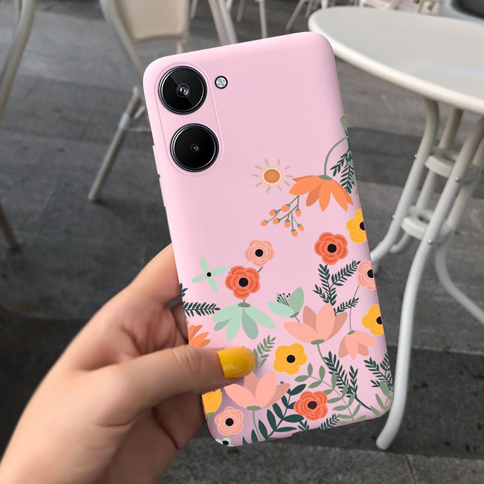 For Realme 10 2022 Fashion Girl Sunflower Yellow Phone Case For Realme10 RMX3630 4G Candy Color Soft Silicone TPU Cases