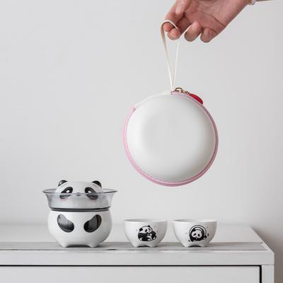 Panda minnesgåva keramisk rese-te-set en tekanna två expresskopp utomhus bärbar high-end gåva