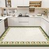 VIKAMA Vintage Floral Border Kitchen Rug, Non-Slip and Washable Living Room Mat, Kitchen, Dining Room, and Entryway Home Decor