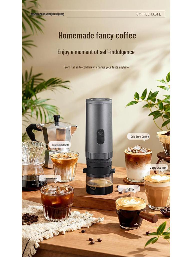 Portable Capsule Coffee Grinder & Espresso Machine with Wireless Heating